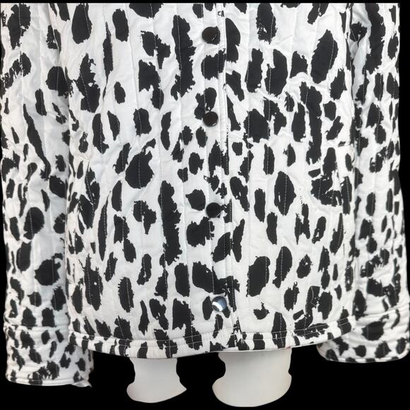 nicole by Nicole Miller Reversible Stretch Poplin Quilted Jacket Cream Floral L - Picture 6 of 15